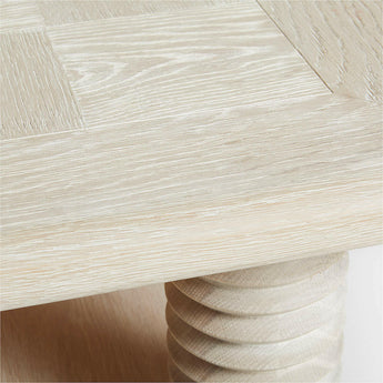 Garde Whitewashed Oak Wood 55.5" Rectangular Coffee Table with Shelf.