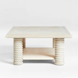 Garde Whitewashed Oak Wood 55.5" Rectangular Coffee Table with Shelf.
