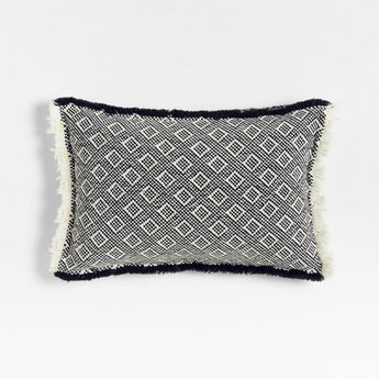 Geo Fringe Organic Cotton 22x15 Ink Blac.
