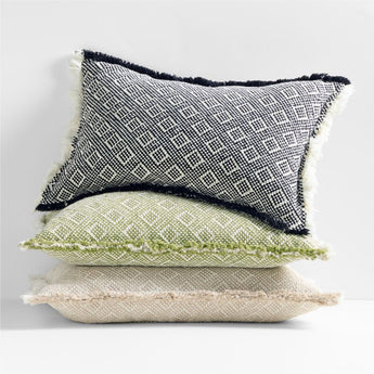 Geo Fringe Organic Cotton 22x15 Ink Blac.