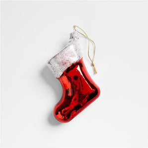 European Glass Stocking Christmas Tree Ornament