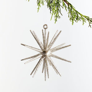Adorno de árbol de Navidad de estrella 3D con brillantina plateada