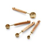 Acacia Wood and Gold Measuring Spoons, Set of 4.