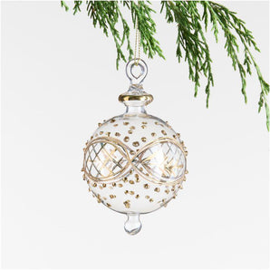 Gold and Clear Glass Ball Christmas Tree Ornament