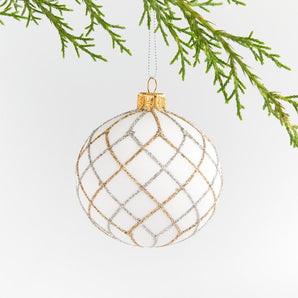 Glitter Net Glass Ball Christmas Tree Ornament