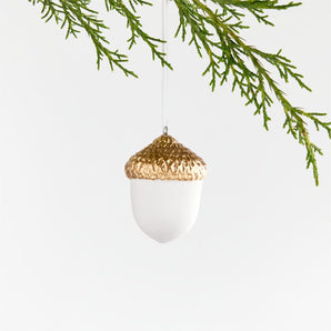 Topped Ceramic Acorn Christmas Tree Ornament