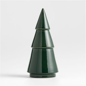 Árbol navideño de cerámica verde, grande de 15"