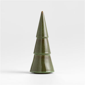 Árbol de cerámica navideño verde, mediano de 13"