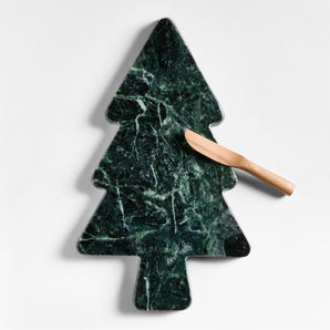 Green Marble Christmas Tree Serveboard with Spreader Set