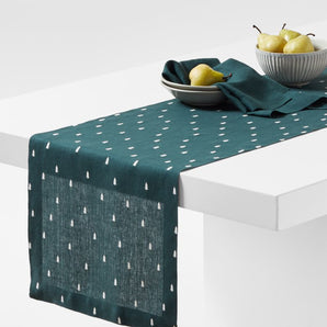 Trees Embroidered Certified Linen Table Runner