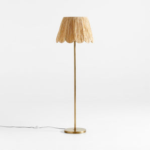 Kids Greta Scalloped Raffia Floor Lamp