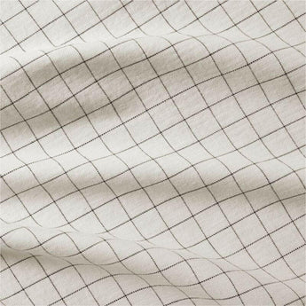 Organic Cotton Grid Natural and Midnight Navy King Bed Sheet Set.