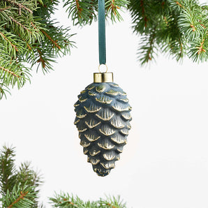 Green and Brass Pinecone Christmas Tree Ornament