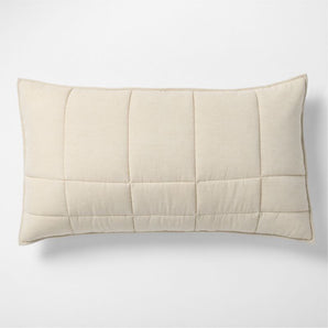 Funda de almohada para cama tamaño king de algodón orgánico con diseño de cuadrícula beige arena jaspeado