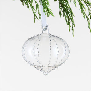 Adorno navideño de vidrio tipo "hobnail" con forma de cebolla