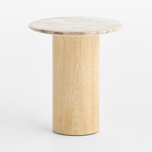 Homage Marble and White Oak 20" Side Tab.