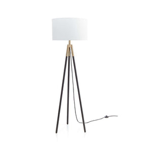 Hyde Brass and Bronze Metal Tripod Floor Lamp.