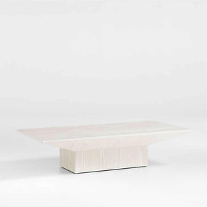 Icon Whitewashed Pine Wood 60" Rectangular Coffee Table.