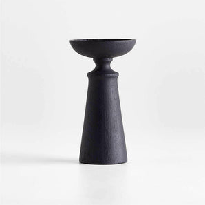 Izumo Ebonized Wood Pillar Holder 6".