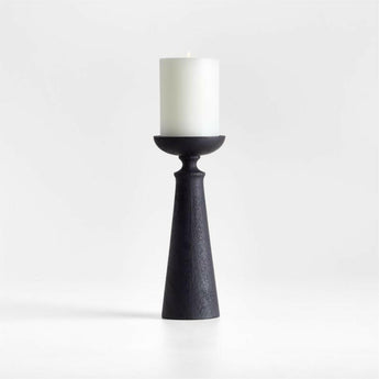 Izumo Ebonized Wood Pillar Holder 9".