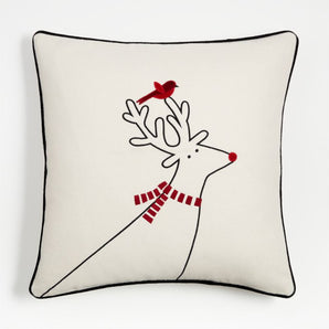 Arctic Friend Reindeer Holiday Throw Pillow by Joan Anderson