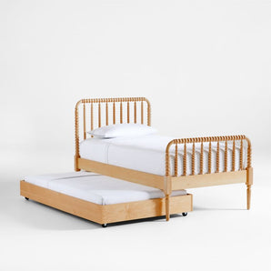 Kids Jenny Lind Wood Spindle Bed with Trundle