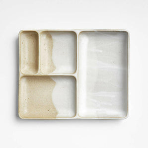 Kaito Rectangle Stoneware Bento Plate.