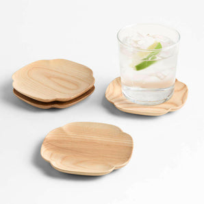 Kanso Natural Ash Wooden Coasters, Set of 4.