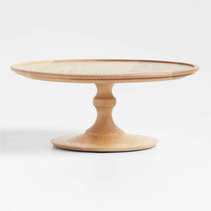 Kanso Round Natural Ash Wood Pedestal Cake Stand.