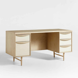 Kaufman 62" Natural and Blonde Wood Desk with File Drawer.