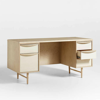Kaufman 62" Natural and Blonde Wood Desk with File Drawer.