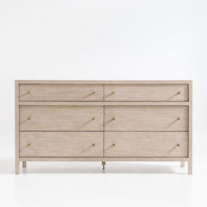 Cómoda Keane de madera maciza desgastada con 6 cajones