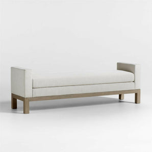 Keane 70" Weathered Natural Wood Upholstered Bench.