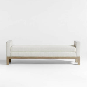 Keane 70" Weathered Natural Wood Upholstered Bench.