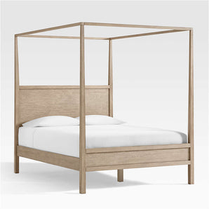 Keane Weathered Natural Solid Wood Queen Canopy Bed