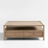 Keane Weathered Natural Wood 45" Square Storage Coffee Table.