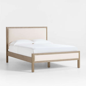 Keane Weathered Natural Wood Upholstered Bed