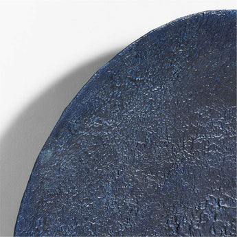 "Kioko" Blue Textured Paper Mache 35" Wall Art.