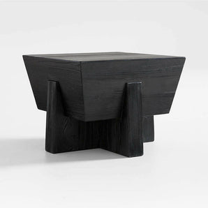 Kota Square Textured Black Pine Side Table.