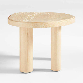 La Sal Small Natural Oak Wood Asymmetric End Table.