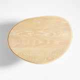 La Sal Small Natural Oak Wood Asymmetric End Table.
