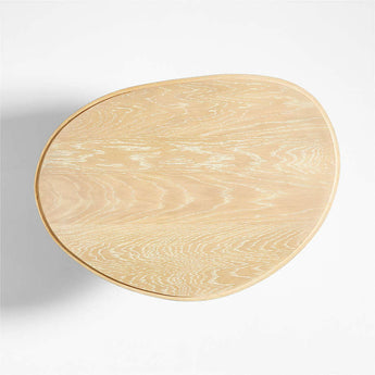 La Sal Small Natural Oak Wood Asymmetric End Table.