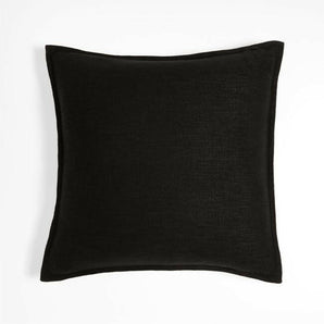 Ink Black 20'' Laundered Linen with Feather Pillow