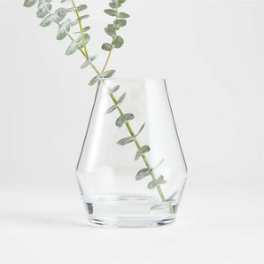 Laurel Angled Clear Glass Vase 6.25"