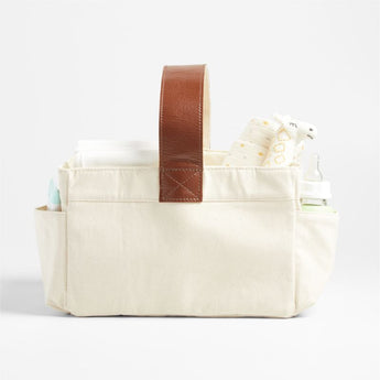 Leather Diaper Caddy- New Brown.