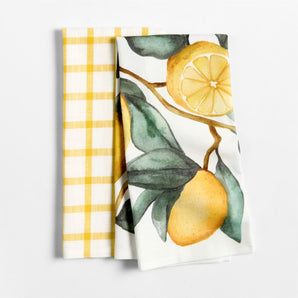 Lemon Print + Yarn-Dyed  Organic Cotton Kitchen Dish Towel