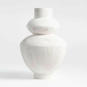 Les Crêtes White Textured Vase 18" by Athena Calderone