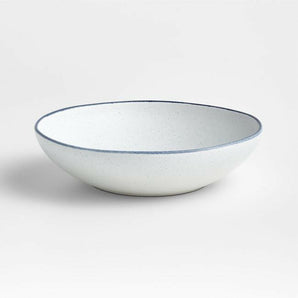 Lina Matte Blue Stripe Low Bowl.