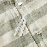 New Natural EUROPEAN FLAX™-Certified Linen Cabana Stripe Arcadia Tan/Burnt Green Full/Queen Duvet Cover.