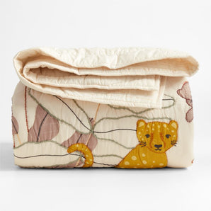 Preciosa colcha de voile de algodón con estampado de leopardo para niños